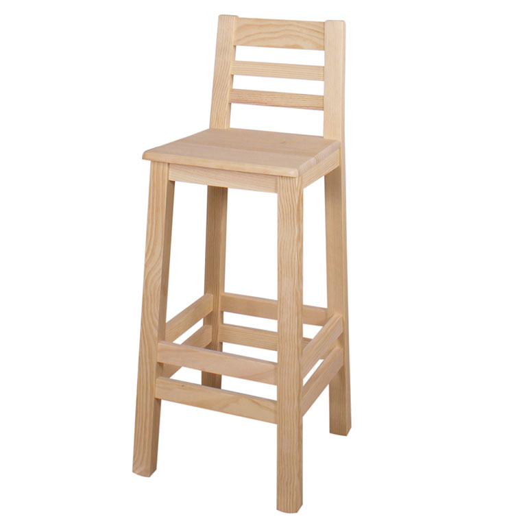 Taburete alto asiento enea respaldo madera pino crudo modelo Ubeda -  MUEBLENCRUDO - Muebles en Crudo Online